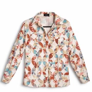 Cider Multicolor Patterned Sweater with Cream Cowl